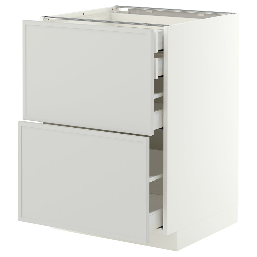 METOD / MAXIMERA base cb 2 frnts/2 low/1 md/1 hi drw, white/Aspudden light grey, 60x60 cm