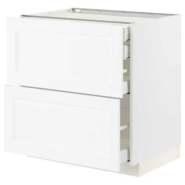 METOD / MAXIMERA base cb 2 frnts/2 low/1 md/1 hi drw, white Enköping/white wood effect, 80x60 cm