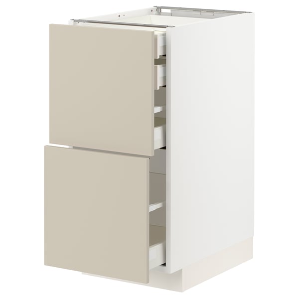 METOD / MAXIMERA base cb 2 frnts/2 low/1 md/1 hi drw, white/Havstorp beige, 40x60 cm