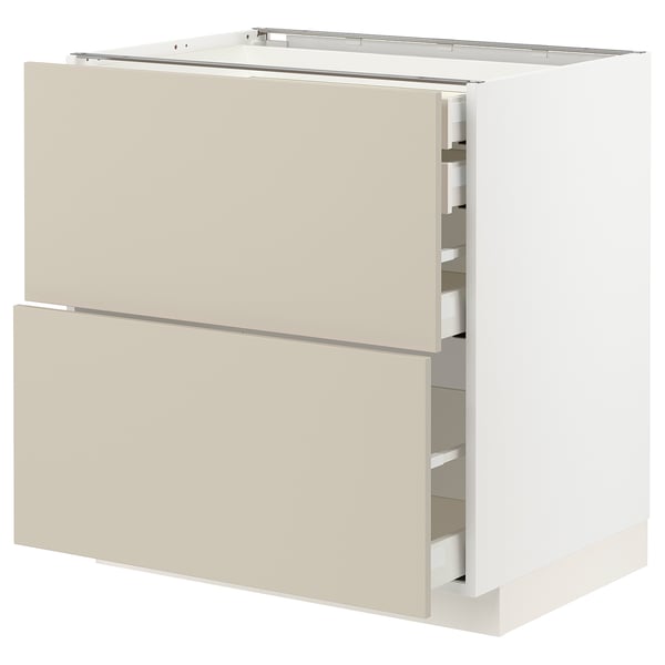 METOD / MAXIMERA base cb 2 frnts/2 low/1 md/1 hi drw, white/Havstorp beige, 80x60 cm