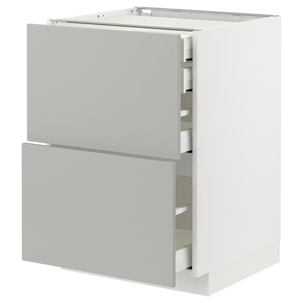 METOD / MAXIMERA base cb 2 frnts/2 low/1 md/1 hi drw, white/Havstorp light grey, 60x60 cm
