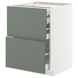 METOD / MAXIMERA base cb 2 frnts/2 low/1 md/1 hi drw, white/Nickebo matt grey-green, 60x60 cm