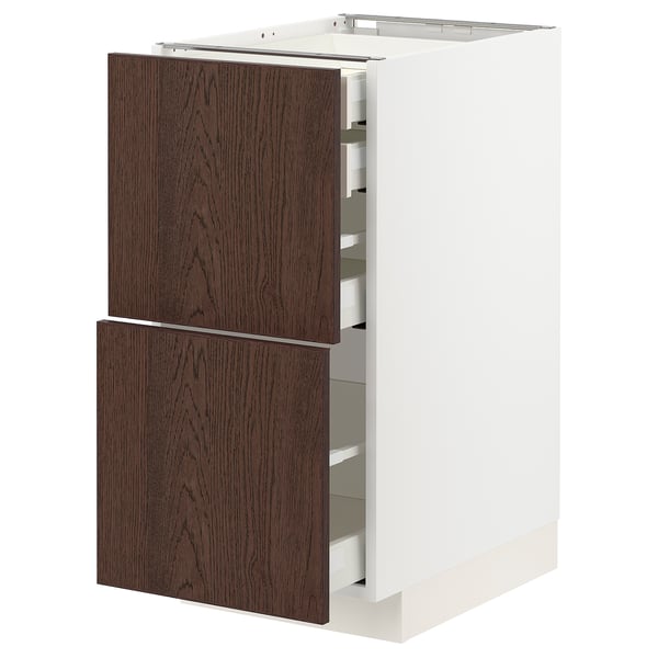 METOD / MAXIMERA base cb 2 frnts/2 low/1 md/1 hi drw, white/Sinarp brown, 40x60 cm