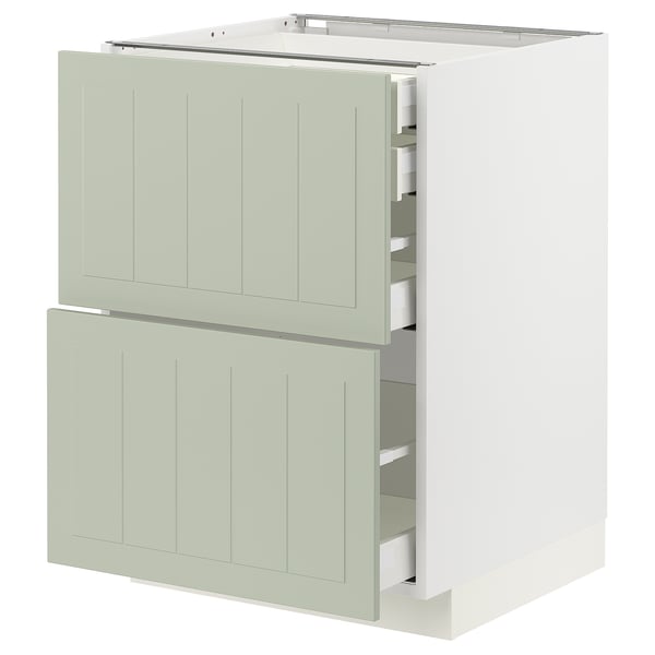 METOD / MAXIMERA base cb 2 frnts/2 low/1 md/1 hi drw, white/Stensund light green, 60x60 cm