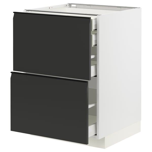 METOD / MAXIMERA base cb 2 frnts/2 low/1 md/1 hi drw, white/Upplöv matt anthracite, 60x60 cm
