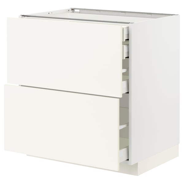 METOD / MAXIMERA base cb 2 frnts/2 low/1 md/1 hi drw, white/Vallstena white, 80x60 cm