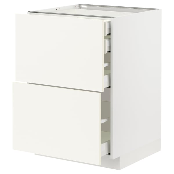 METOD / MAXIMERA base cb 2 frnts/2 low/1 md/1 hi drw, white/Vallstena white, 60x60 cm