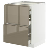 METOD / MAXIMERA base cb 2 frnts/2 low/1 md/1 hi drw, white/Voxtorp high-gloss dark grey-brown, 60x60 cm