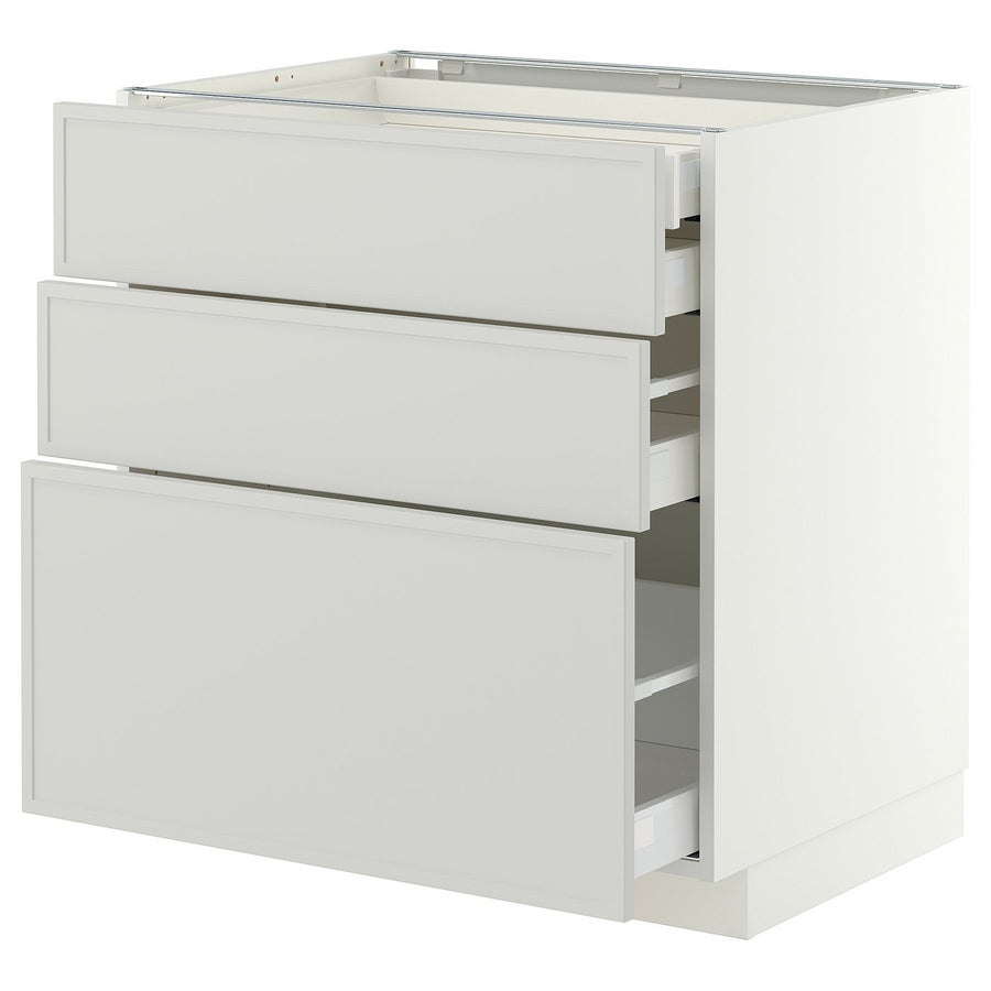 METOD / MAXIMERA base cb 3 frnts/2 low/1 md/1 hi drw, white/Aspudden light grey, 80x60 cm
