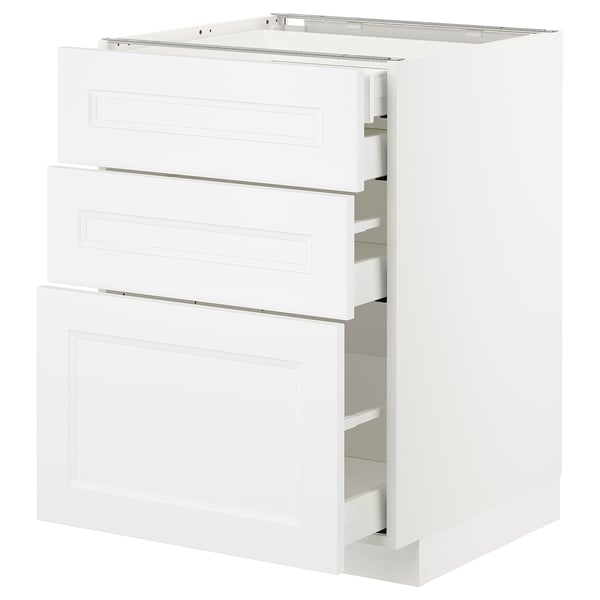 METOD / MAXIMERA base cb 3 frnts/2 low/1 md/1 hi drw, white/Axstad matt white, 60x60 cm