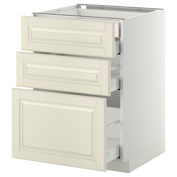 METOD / MAXIMERA base cb 3 frnts/2 low/1 md/1 hi drw, white/Bodbyn off-white, 60x60 cm
