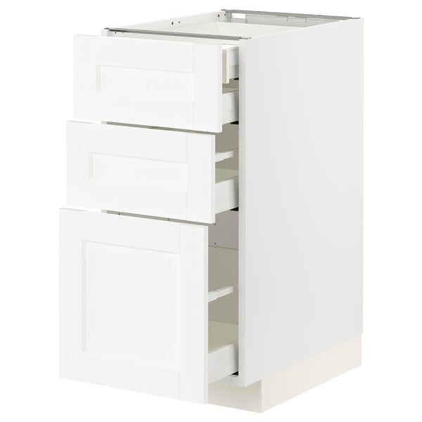 METOD / MAXIMERA base cb 3 frnts/2 low/1 md/1 hi drw, white Enköping/white wood effect, 40x60 cm