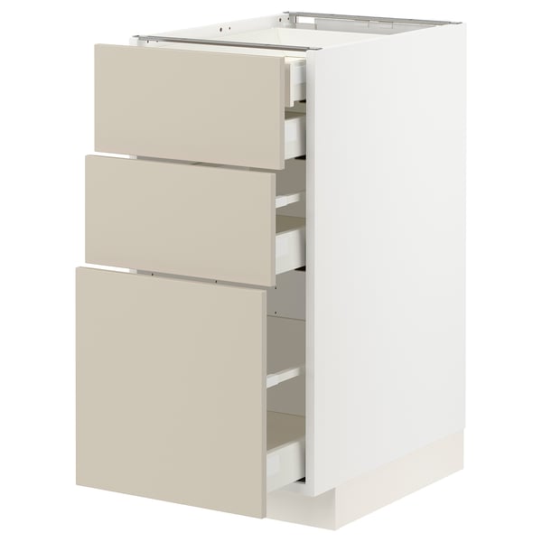 METOD / MAXIMERA base cb 3 frnts/2 low/1 md/1 hi drw, white/Havstorp beige, 40x60 cm