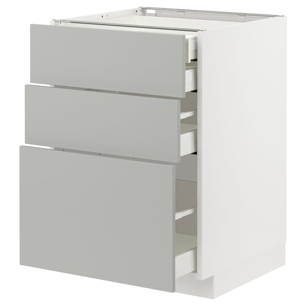 Ikea METOD / MAXIMERA - Base cb 3 frnts/2 low/1 md/1 hi drw, white/Havstorp light grey, 60x60 cm