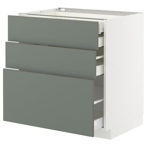Ikea METOD / MAXIMERA - Base cb 3 frnts/2 low/1 md/1 hi drw, white/Nickebo matt grey-green, 80x60 cm