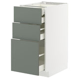 METOD / MAXIMERA base cb 3 frnts/2 low/1 md/1 hi drw, white/Nickebo matt grey-green, 40x60 cm