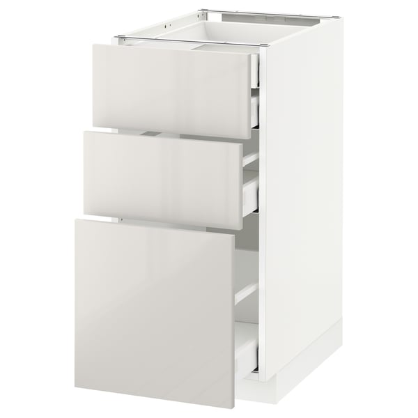 METOD / MAXIMERA base cb 3 frnts/2 low/1 md/1 hi drw, white/Ringhult light grey, 40x60 cm