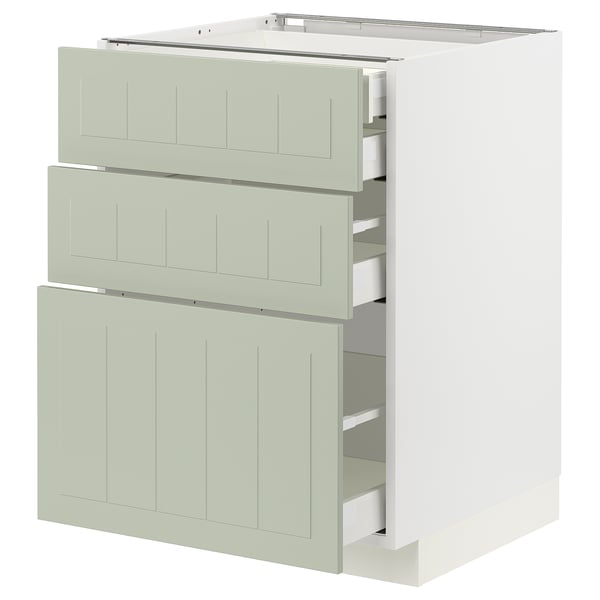 METOD / MAXIMERA base cb 3 frnts/2 low/1 md/1 hi drw, white/Stensund light green, 60x60 cm