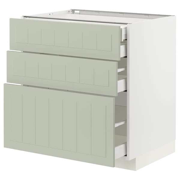 METOD / MAXIMERA base cb 3 frnts/2 low/1 md/1 hi drw, white/Stensund light green, 80x60 cm