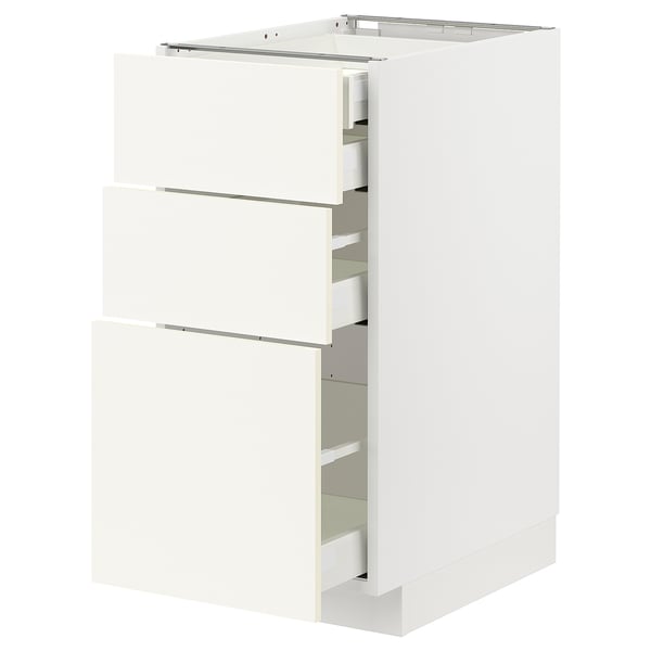 METOD / MAXIMERA base cb 3 frnts/2 low/1 md/1 hi drw, white/Vallstena white, 40x60 cm