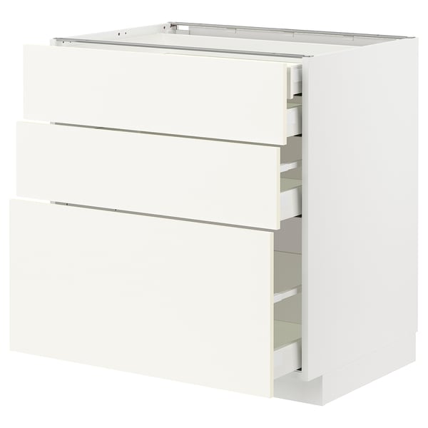METOD / MAXIMERA base cb 3 frnts/2 low/1 md/1 hi drw, white/Vallstena white, 80x60 cm