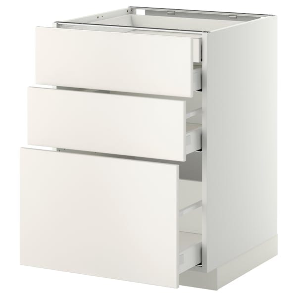 Ikea METOD / MAXIMERA - Base cb 3 frnts/2 low/1 md/1 hi drw, white/Veddinge white, 60x60 cm