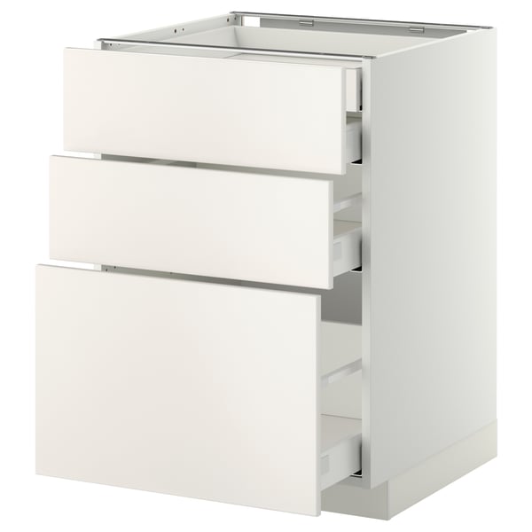 METOD / MAXIMERA base cb 3 frnts/2 low/1 md/1 hi drw, white/Veddinge white, 60x60 cm