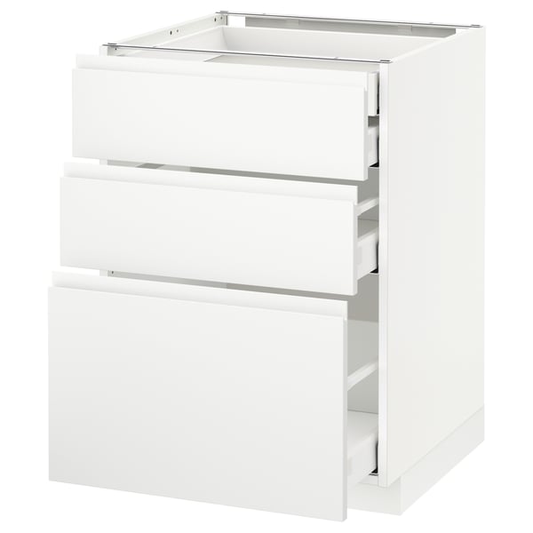 METOD / MAXIMERA base cb 3 frnts/2 low/1 md/1 hi drw, white/Voxtorp matt white, 60x60 cm