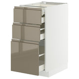 METOD / MAXIMERA base cb 3 frnts/2 low/1 md/1 hi drw, white/Voxtorp high-gloss dark grey-brown, 40x60 cm