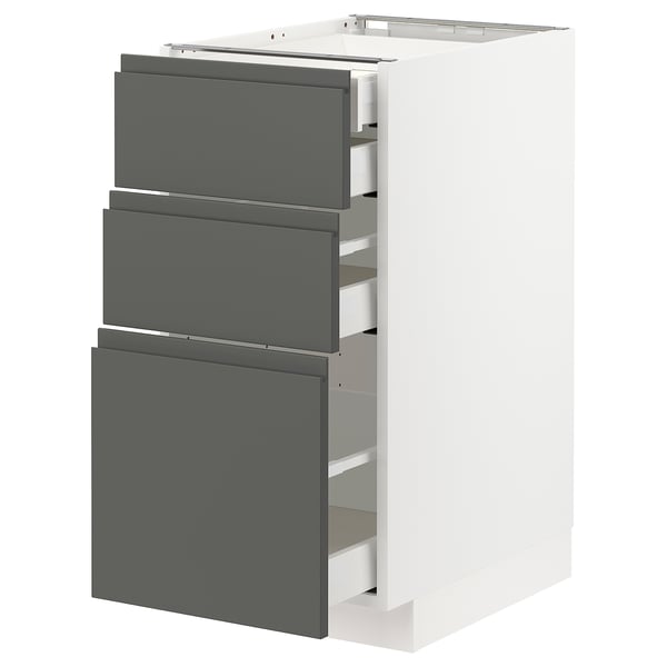 METOD / MAXIMERA base cb 3 frnts/2 low/1 md/1 hi drw, white/Voxtorp dark grey, 40x60 cm