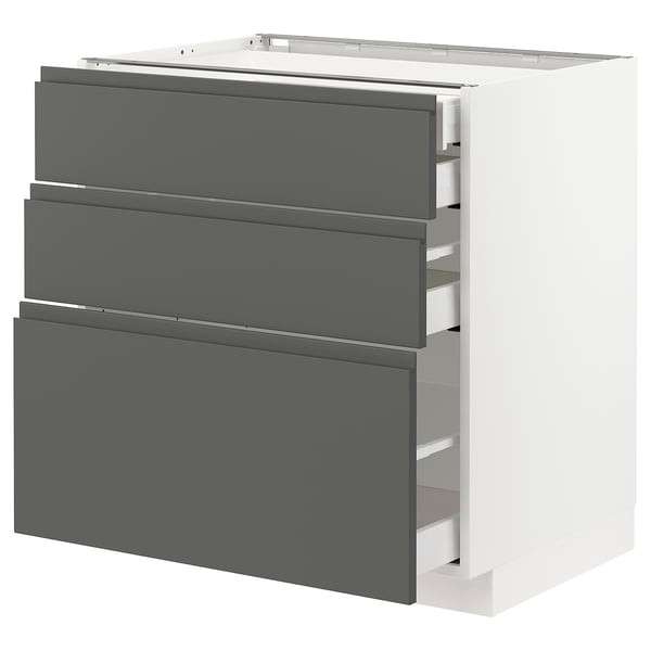 METOD / MAXIMERA base cb 3 frnts/2 low/1 md/1 hi drw, white/Voxtorp dark grey, 80x60 cm