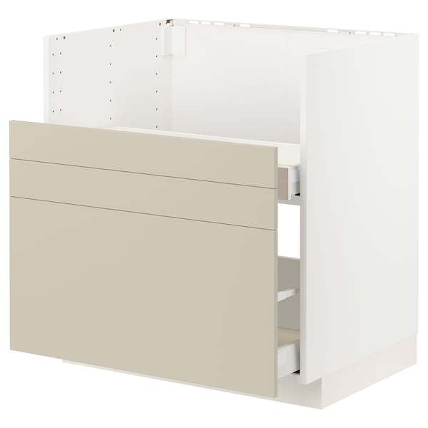 METOD / MAXIMERA base cab f TALLSJÖN sink, white/Havstorp beige, 80x60 cm
