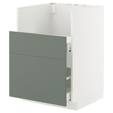 METOD / MAXIMERA base cab f TALLSJÖN sink, white/Nickebo matt grey-green, 60x60 cm