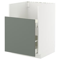 METOD / MAXIMERA base cab f TALLSJÖN sink, white/Nickebo matt grey-green, 60x60 cm