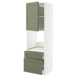 METOD / MAXIMERA hi cab f ov w dr/2 frnt/1 m/1 h drw, white/Axstad grey-green, 60x60x200 cm