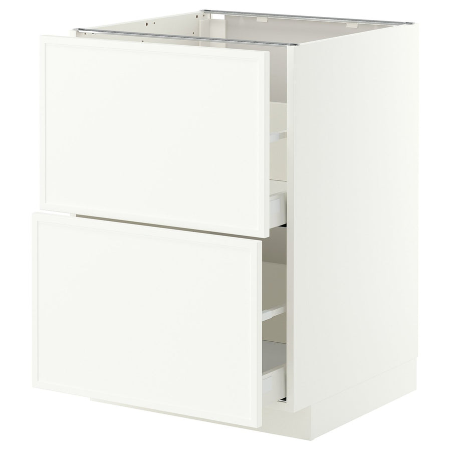 METOD / MAXIMERA base cb 2 fronts/2 high drawers, white/Aspudden matt white, 60x60 cm