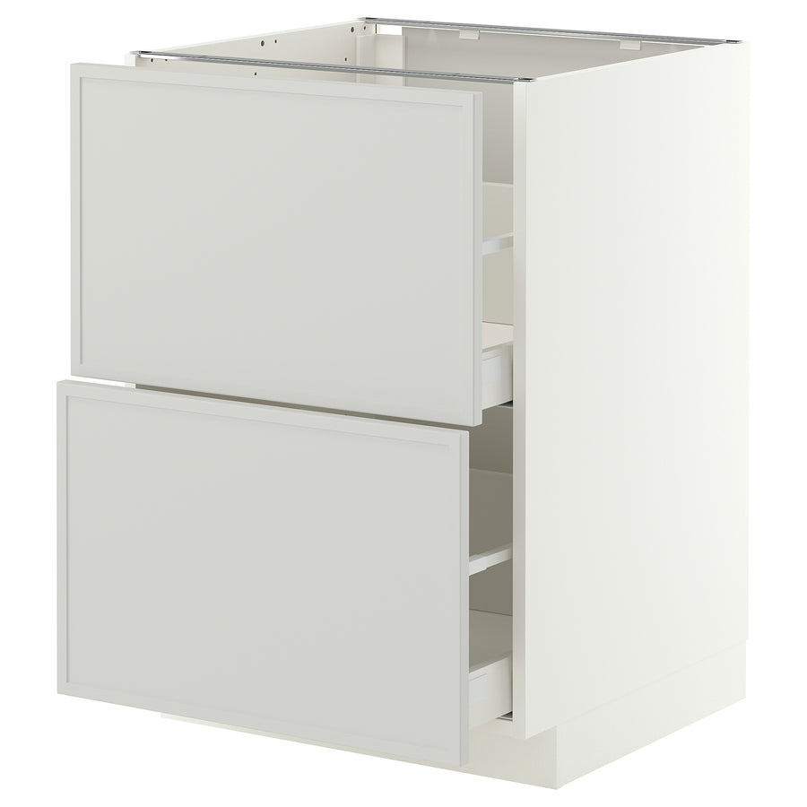 METOD / MAXIMERA base cb 2 fronts/2 high drawers, white/Aspudden light grey, 60x60 cm