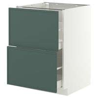 METOD / MAXIMERA base cb 2 fronts/2 high drawers, white/Aspudden dark grey-green, 60x60 cm