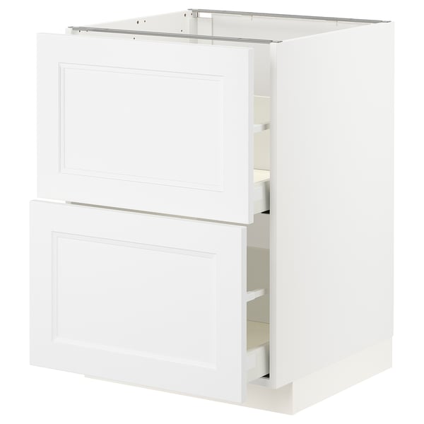 METOD / MAXIMERA base cb 2 fronts/2 high drawers, white/Axstad matt white, 60x60 cm