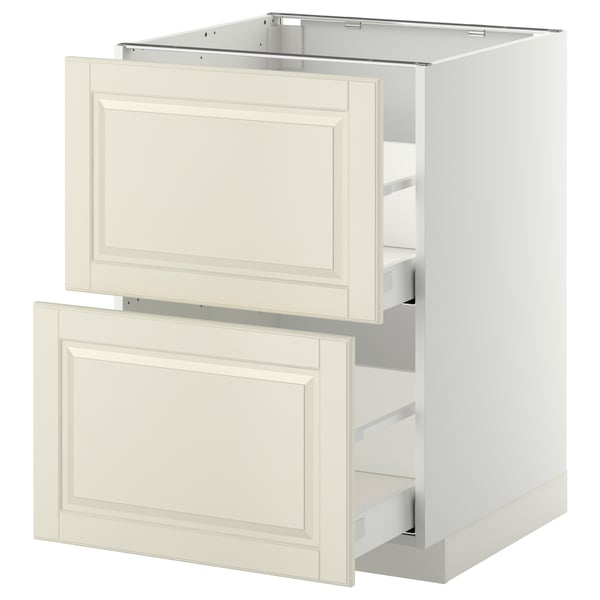 METOD / MAXIMERA base cb 2 fronts/2 high drawers, white/Bodbyn off-white, 60x60 cm
