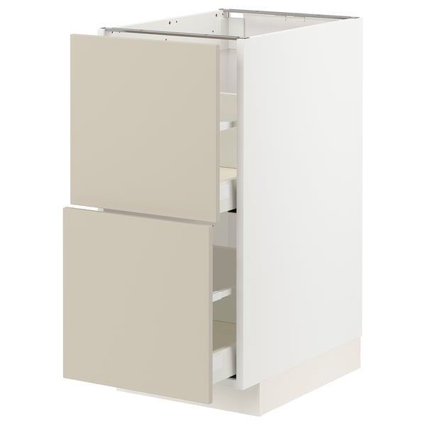 METOD / MAXIMERA base cb 2 fronts/2 high drawers, white/Havstorp beige, 40x60 cm