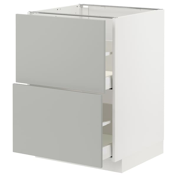 METOD / MAXIMERA - Base cb 2 fronts/2 high drawers, white/Havstorp light grey, 60x60 cm