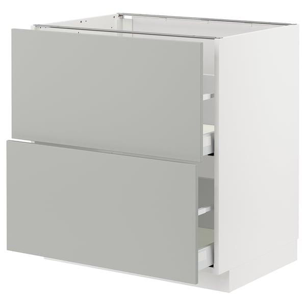 METOD / MAXIMERA base cb 2 fronts/2 high drawers, white/Havstorp light grey, 80x60 cm