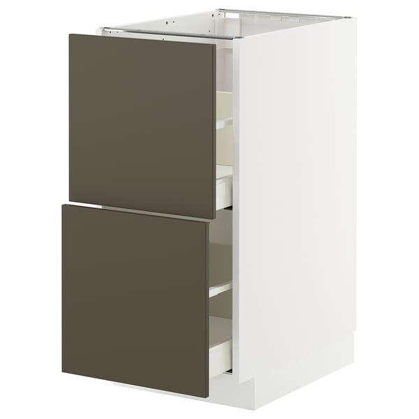 METOD / MAXIMERA base cb 2 fronts/2 high drawers, white/Havstorp brown-beige, 40x60 cm