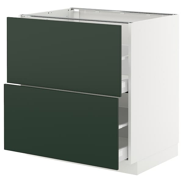 Ikea METOD / MAXIMERA - Base cb 2 fronts/2 high drawers, white/Havstorp deep green, 80x60 cm