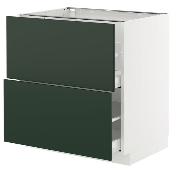METOD / MAXIMERA base cb 2 fronts/2 high drawers, white/Havstorp deep green, 80x60 cm