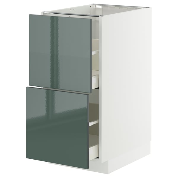 METOD / MAXIMERA base cb 2 fronts/2 high drawers, white/Kallarp high-gloss dark grey-green, 40x60 cm
