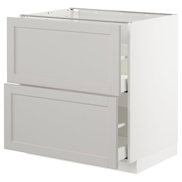 METOD / MAXIMERA base cb 2 fronts/2 high drawers, white/Lerhyttan light grey, 80x60 cm