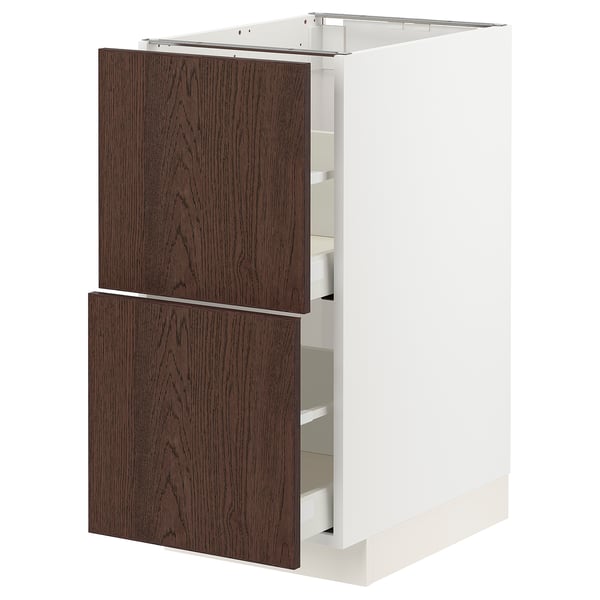 METOD / MAXIMERA base cb 2 fronts/2 high drawers, white/Sinarp brown, 40x60 cm