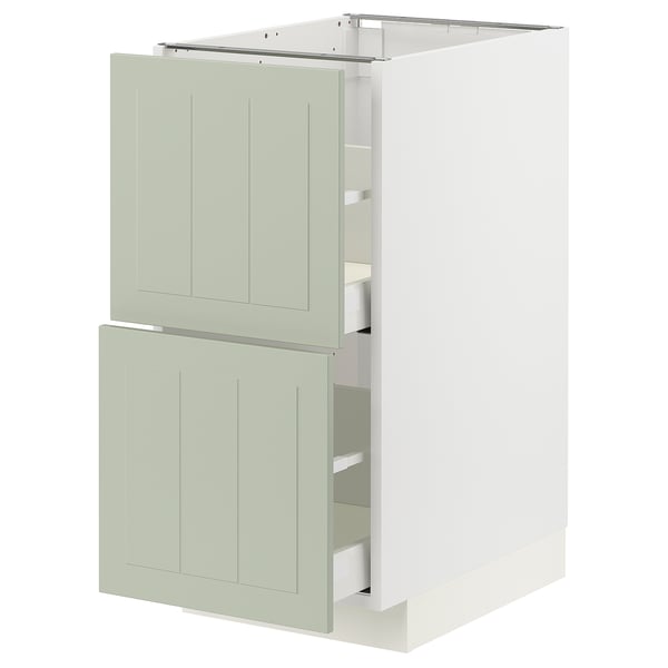 METOD / MAXIMERA base cb 2 fronts/2 high drawers, white/Stensund light green, 40x60 cm